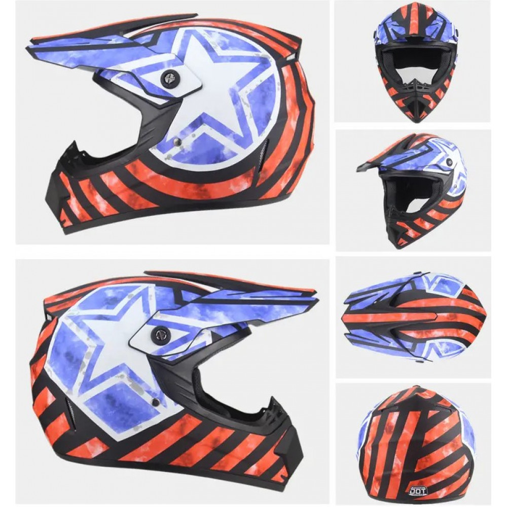 Шолом кросовий mod:225 size:XL BLUE STAR Чорний Anchi